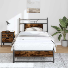 vidaXL füstös tölgy színű szerelt fa ágykeret matrac nélkül 90x200 cm ágy és ágykellék