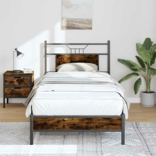 vidaXL füstös tölgy színű szerelt fa ágykeret matrac nélkül 90x200 cm ágy és ágykellék