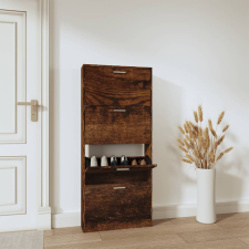 vidaXL füstös tölgy színű szerelt fa cipősszekrény 59x17x150 cm bútor