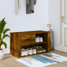 vidaXL füstös tölgy színű szerelt fa cipősszekrény 80x35x45 cm bútor
