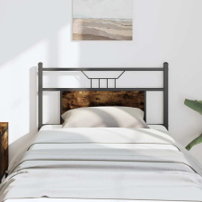 vidaXL füstös tölgy színű szerelt fa és acél fejtámla 80 cm ágy és ágykellék
