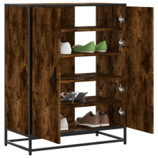 vidaXL füstös tölgy színű szerelt fa és fém cipőszekrény 75x38x97,5 cm bútor