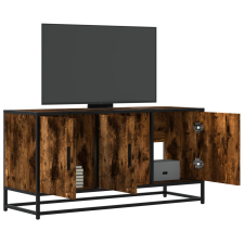 vidaXL füstös tölgy színű szerelt fa és fém TV-szekrény 100x35x50 cm bútor