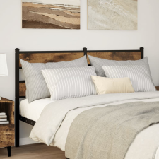 vidaXL füstös tölgy színű szerelt fa és vas fejtámla 150 cm ágy és ágykellék
