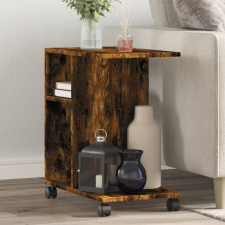 vidaXL füstös tölgy színű szerelt fa kisasztal kerekekkel 50x30x55 cm bútor