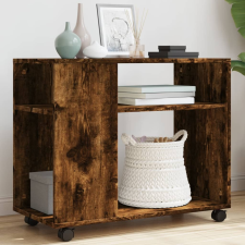 vidaXL füstös tölgy színű szerelt fa kisasztal kerekekkel 70x35x60 cm bútor