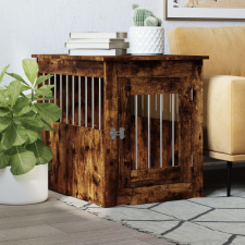 vidaXL füstös tölgy színű szerelt fa kutyaketrec 55 x 75 x 65 cm szállítóbox, fekhely kutyáknak
