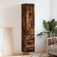 vidaXL füstös tölgy színű szerelt fa magasszekrény 34,5x34x180 cm bútor