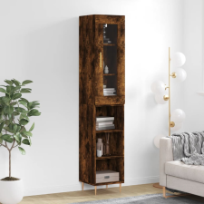 vidaXL füstös tölgy színű szerelt fa magasszekrény 34,5x34x180 cm bútor