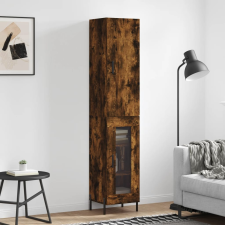 vidaXL füstös tölgy színű szerelt fa magasszekrény 34,5x34x180 cm bútor