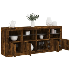 vidaXL Füstös tölgy színű tálalószekrény LED-ekkel 163 x 37 x 67 cm bútor