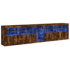 vidaXL füstös tölgy színű tálalószekrény LED-ekkel 283x37x67 cm (3209027) bútor