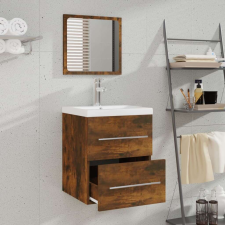 vidaXL Füstös tölgy színű tükrös fürdőszobaszekrény 41 x 38,5 x 48 cm fürdőszoba bútor