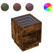 vidaXL füstös tölgy végtelen hatású LED-es dohányzóasztal 40x40x50 cm (847648) bútor