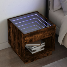 vidaXL füstös tölgy végtelen hatású LED-es éjjeliszekrény 50x50x50 cm bútor