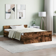 vidaXL füstös tölgyszínű ágykeret fej- és lábtámlával 120 x 200 cm ágy és ágykellék