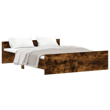 vidaXL füstös tölgyszínű ágykeret fej- és lábtámlával 140 x 200 cm (3203751) ágy és ágykellék