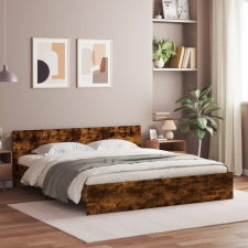 vidaXL füstös tölgyszínű ágykeret fejtámlával 180 x 200 cm ágy és ágykellék