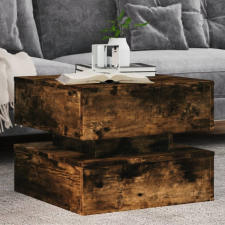 vidaXL füstös tölgyszínű dohányzóasztal LED-lámpákkal 50 x 50 x 40 cm bútor