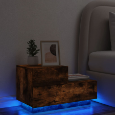 vidaXL füstös tölgyszínű éjjeliszekrény LED-fényekkel 70x36x40,5 cm bútor
