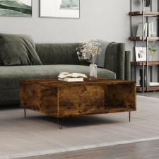 vidaXL füstös tölgyszínű fatermék dohányzóasztal 80x80x36,5 cm bútor