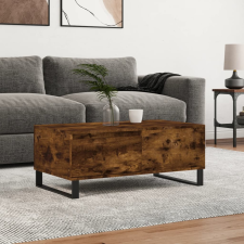vidaXL füstös tölgyszínű fatermék dohányzóasztal 90x50x36,5 cm bútor