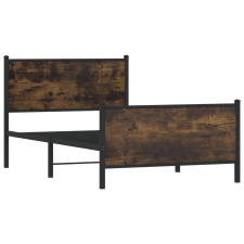 vidaXL füstös tölgyszínű fém ágykeret fej- és lábtámlával 107 x 203 cm (4007681) ágy és ágykellék