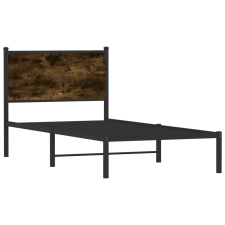 vidaXL füstös tölgyszínű fém ágykeret fejtámlával 75 x 190 cm (4007657) ágy és ágykellék