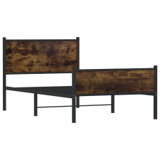 vidaXL füstös tölgyszínű fém ágykeret matrac nélkül 107 x 203 cm (4007846) ágy és ágykellék