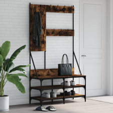 vidaXL füstös tölgyszínű ruhafogas cipőpolccal 100x40x184 cm bútor