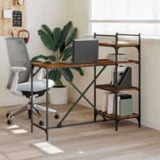 vidaXL füstös tölgyszínű számítógépasztal polcokkal 120x47x109 cm íróasztal