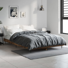 vidaXL füstös tölgyszínű szerelt fa ágykeret 120 x 190 cm ágy és ágykellék