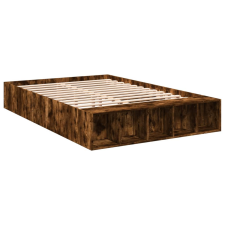 vidaXL füstös tölgyszínű szerelt fa ágykeret 135 x 190 cm ágy és ágykellék