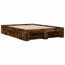 vidaXL füstös tölgyszínű szerelt fa ágykeret 135 x 190 cm (3295510) ágy és ágykellék