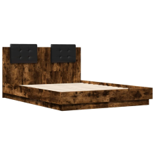 vidaXL füstös tölgyszínű szerelt fa ágykeret fejtámlával 120x190 cm (3209965) ágy és ágykellék