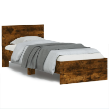 vidaXL füstös tölgyszínű szerelt fa ágykeret fejtámlával 90 x 200 cm ágy és ágykellék