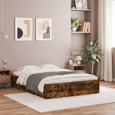 vidaXL füstös tölgyszínű szerelt fa ágykeret fiókokkal 120 x 190 cm ágy és ágykellék