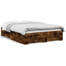 vidaXL füstös tölgyszínű szerelt fa ágykeret fiókokkal 120 x 190 cm ágy és ágykellék