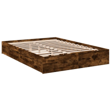 vidaXL füstös tölgyszínű szerelt fa ágykeret fiókokkal 150x200 cm ágy és ágykellék
