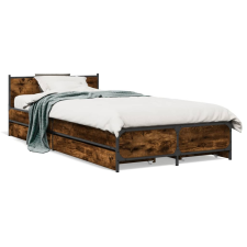 vidaXL füstös tölgyszínű szerelt fa ágykeret fiókokkal 90 x 200 cm ágy és ágykellék