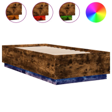 vidaXL füstös tölgyszínű szerelt fa ágykeret LED-del 100 x 200 cm (3209629) ágy és ágykellék
