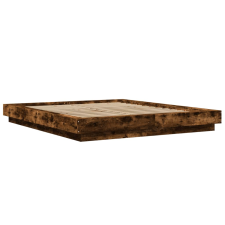 vidaXL füstös tölgyszínű szerelt fa ágykeret LED-del 150x200 cm ágy és ágykellék