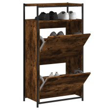 vidaXL füstös tölgyszínű szerelt fa cipőszekrény 60x34x112 cm bútor