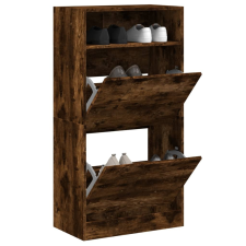 vidaXL füstös tölgyszínű szerelt fa cipőszekrény 60x34x116 cm bútor