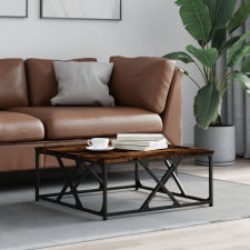 vidaXL füstös tölgyszínű szerelt fa dohányzóasztal 70 x 70 x 30 cm bútor