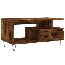 vidaXL füstös tölgyszínű szerelt fa dohányzóasztal 90x49x45 cm (831025) bútor