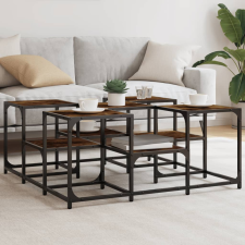 vidaXL füstös tölgyszínű szerelt fa dohányzóasztal 91 x 91 x 40 cm bútor