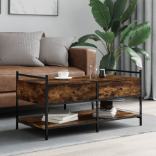 vidaXL füstös tölgyszínű szerelt fa dohányzóasztal 99x50x50 cm bútor