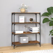 vidaXL füstös tölgyszínű szerelt fa és acél könyvszekrény 80x33x100 cm bútor