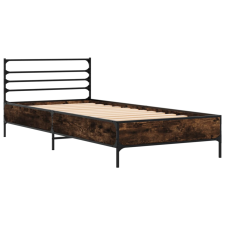 vidaXL füstös tölgyszínű szerelt fa és fém ágykeret 100 x 200 cm (845589) ágy és ágykellék